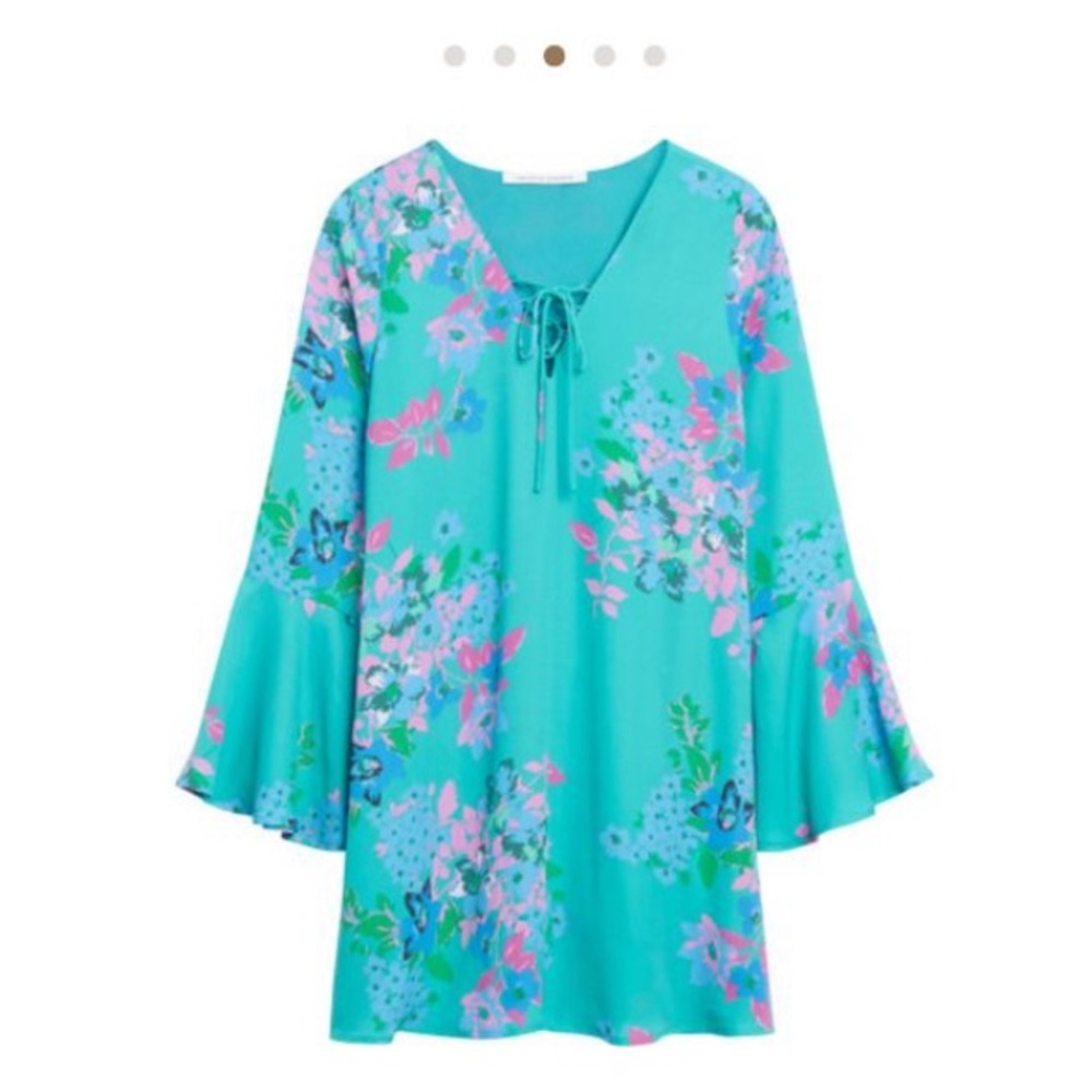 Collective Concepts Green and Purple Floral Dress Medium